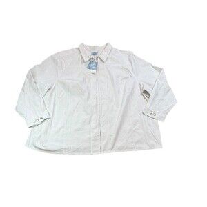 Liz & Me Women's Size 34/36W White Collared Zip Up Jacket Embroidered Floral